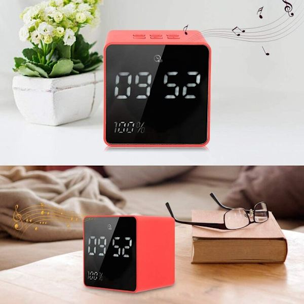 Digital väckarklocka högtalare, radio Bluetooth-högtalare 3D surroundljud kraftfullt ljud, elektronisk klocka trådlös högtalare