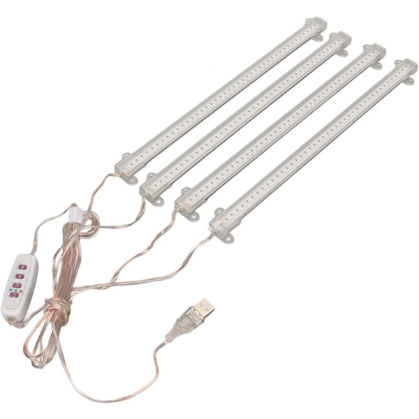Kasvien kasvualo, 4 päätä, USB-liitäntä, himmennettävä ajastimen toiminto, täyden spektrin LED-kasvualo sisätiloihin, mehikasveille, 4,3W, 84 punaista LEDiä ja 84L