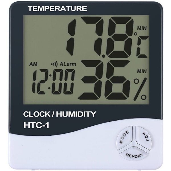 4 stk. Digital Rumtermometer Hygrometer Luftfugtighedsmåler Indendørs LCD Termometer Alarm Temperaturmonitor