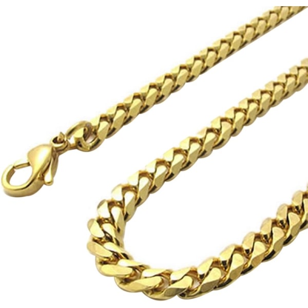 Kedja Smycken Herrar Rostfritt Stål Trottoarkant Kedja Halsband - Guld (Bredd 4mm, Längd 70cm)