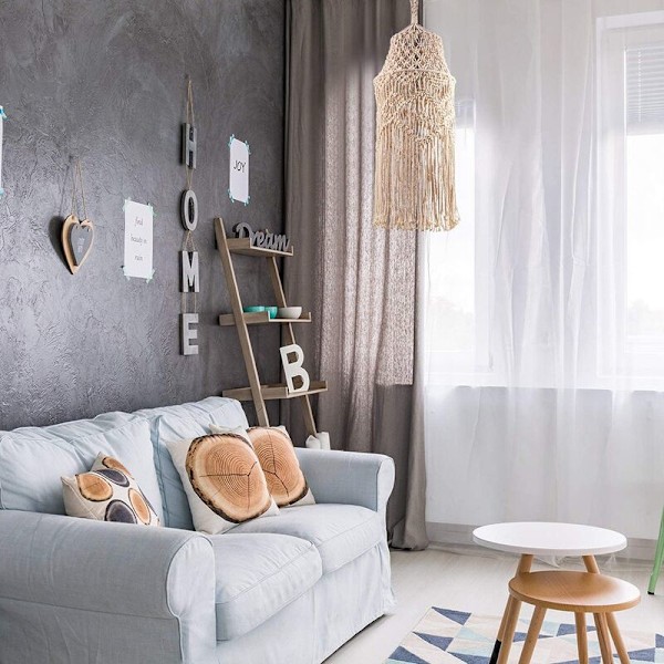 Strikkede lampeskjerm taklampe, Boho pendellampe hengende lampe for soverom og bad 1 stk serie