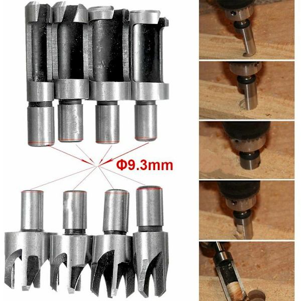 Trummor i trä 8 st HSS Träborr Träpluggfräs Träbearbetningsverktyg Pluggfräs Träpluggfräsborr 6mm/10mm/13mm/16mm Liten träfräsning