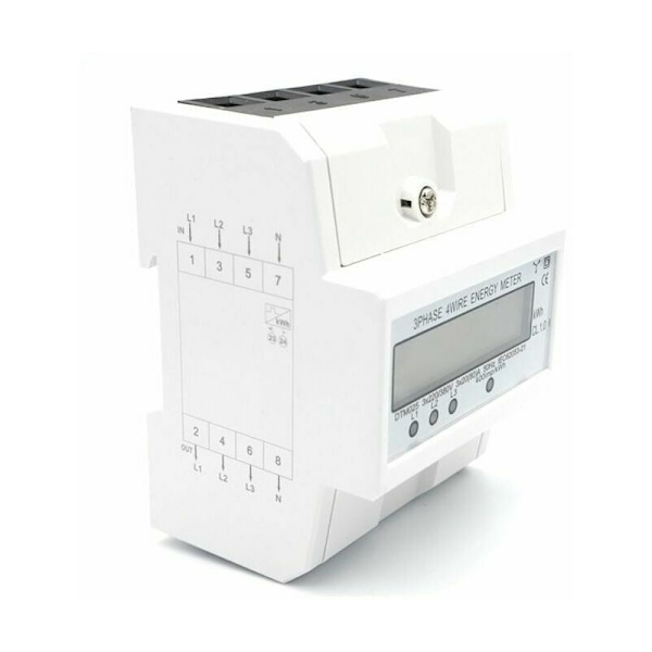 Watt-timmätare 220 / 380V 5 - 80A Energiförbrukning kwh DIN-skena monterad Digital watt-timmätare, med vit bakgrundsbelyst display