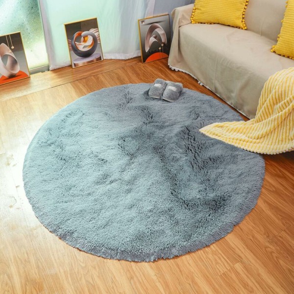 Modern Living Room Rug, Super Soft Round Bedroom Rug Fluffy Velvet Fluffy Indoor Rug Soft Long Hair Decorative Chair Cushion Sofa Cushion (Gray, 120