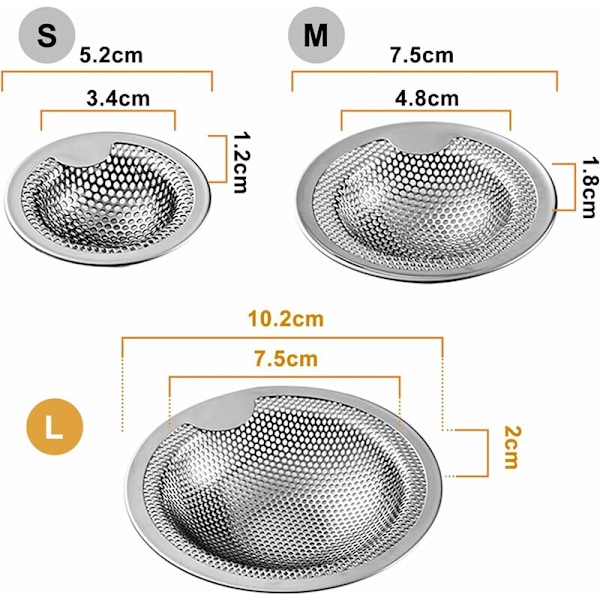 Rustfrit Stål Håndvask Si, Sæt af To (10 CM)