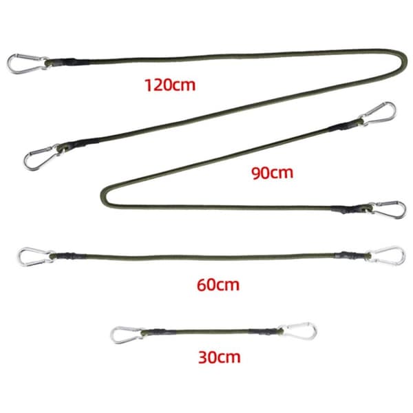 Utomhus 8 mm karbinhake bungee rep elastiskt band tält snöre campingklädstreck bagagebindningsrep packningsbälte, 4 st set