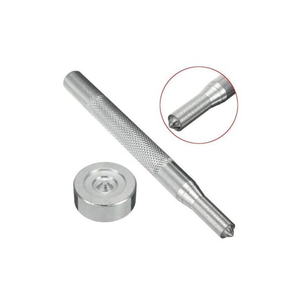 Stans för Snap Button Press Fästverktyg 85x8mm + Bas 24mm Silver
