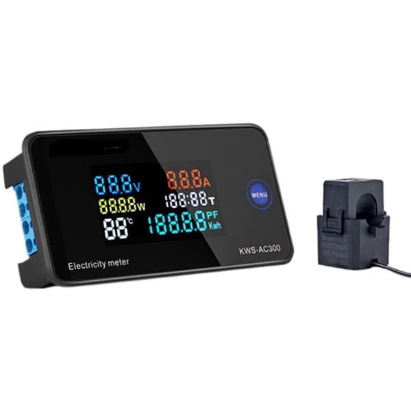 AC Voltmeter 50-300V Ammeter KWS Powers Energimåler LED Digital Wattmeter AC Elektrisk Måler (Med Split Transformer)