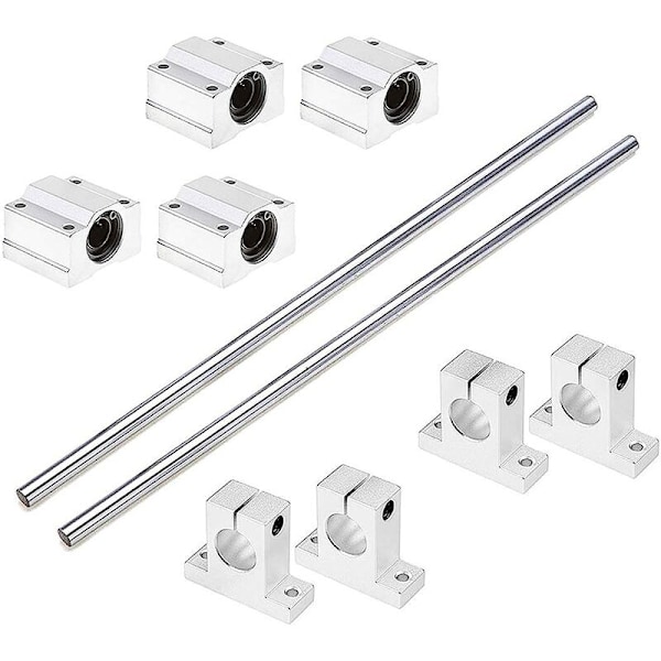x 500 mm lineaarinen akseli Ø 8 mm Vaakasuora lineaarinen ohjain kuulalaakeri + 4 x SK8-tukia + 4 x SCS8UU-laakerikoteloa