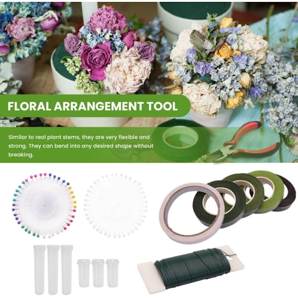 Blomsterarrangemang Verktygsset, Grön Florist, Blomster, Klippare, Kulhuvudstift för Bukett Stjälk Wrap