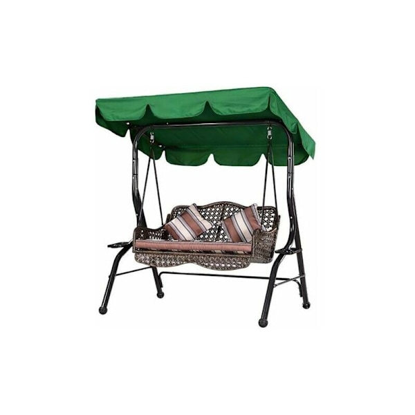 210D Vattentätt Gungställningstakbyte Tak Gungtakbyte Solskydd Gungande Trädgård Anti-UV (Grön, 195x125x15cm)-tre-sitsig-D