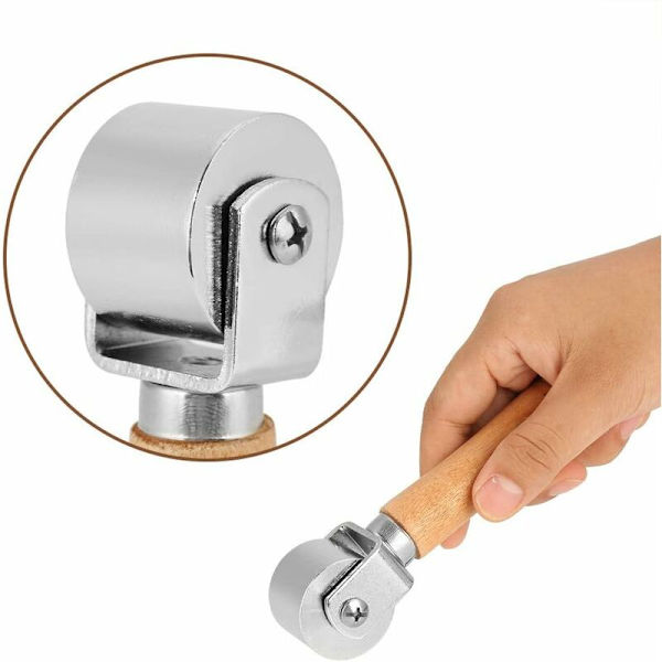 Puinen kahva nahka-alustan työkalujen reunapressausmetallirullalle nahkaliiman rullalle, 100 mm, 60 mm, 26 mm, hopea sävy (26 mm)