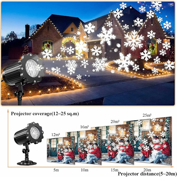 Lys Snowflake LED Julprosjektor IP65 Utendørs og Innendørs Prosjektor Lysdekorasjon, Jul, Bryllup