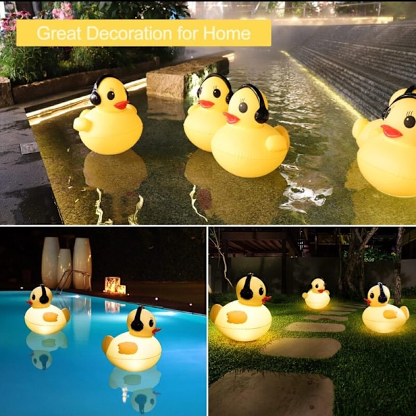 Flytande Solcellspoollampa, 42cm Vattentät Flytande Poollampa, LED Glödande Anka Poollampa, Uppblåsbar Solcellsdammlampa för Pool, Damm