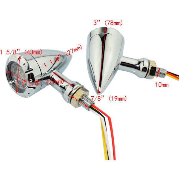 2 st Universal Motorcykel LED Broms Blinkersljus för Cruiser Chopper Indikatorljus (Svart)