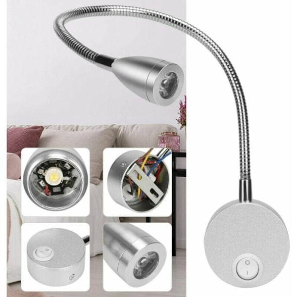 Sengelampe Væghængt Lampe 2 Lys LED Læselampe Svanehalslampe 3W, 3000K Varmt Hvid Læselampe