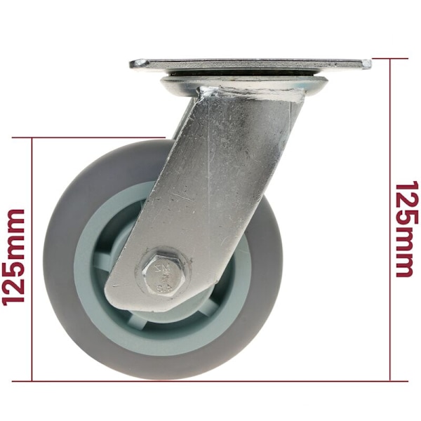 125 mm Industrisvinghjul i Polyuretan uten brems