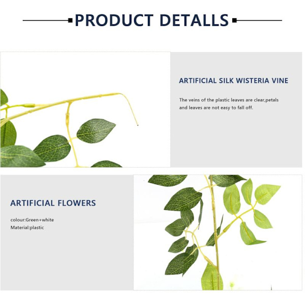4 stk. Kunstige Blomsterguirlande Falsk Silkevin Falsk Vin Ivy Planter til Bryllup (Hvid)