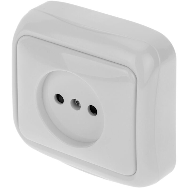 Schuko stikkontakt for overflate 250 V 10/16 A med ramme 7,7 x 7,7 cm