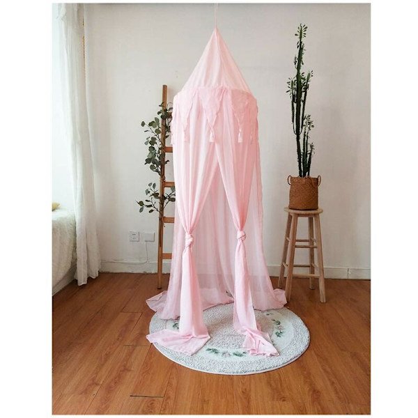 Barnvagn Baldakin Baby Baldakin Säng Chiffon Baby Spjälsäng Dekorativ Baby Myggnät Walk-in Closet Inomhus Utomhus Lek Läsrum (Rosa)