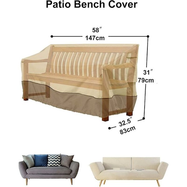 Puutarhasohvan suojus, vedenpitävä, 210d Oxford-kangas, beige