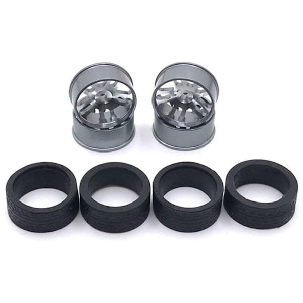 Metallfälg gummidäck för 284131 K969 K989 P929 Mini-Z Mini-Q Mini-D IW04M 1/28 Fjärrkontrollbil Uppgradering Delar, 4