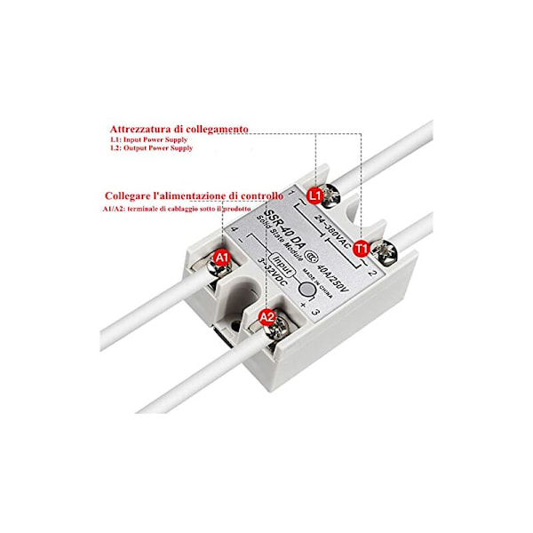 Enfas DC-AC Solid State Relay SSR-40DA 40A - Ingångsspänning 3-32V DC