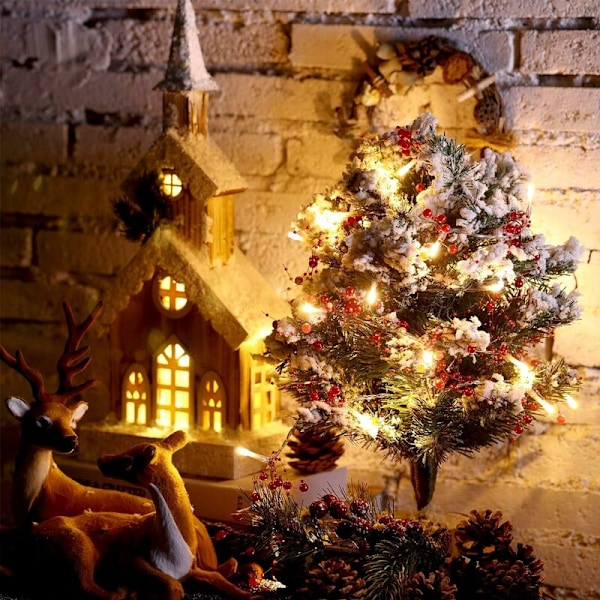 Inomhus Julkula Ljus 2m 20 LED Julbär Pärlsträng Ljus för Jul Hus Mantel Dekoration, (Röd)-DENUOTOP