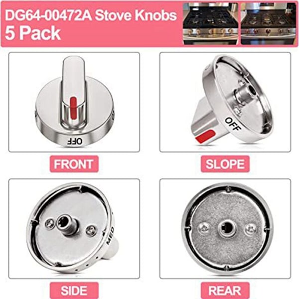 5PCS DG64-00472A Gaskomfyr Kontrollknapp Ovnskontrollknapp for Grill