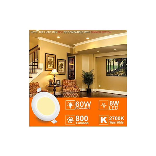 Inbyggd LED-spotlight 8W (motsvarande 60W), Inbyggd taklampa IP44 2700K varmvit - Set om 5