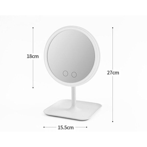 3 färger Ljus LED Makeup Light Vanity Kosmetisk Skrivbordsförvaring Dimbar Tryck Skärm, Vit