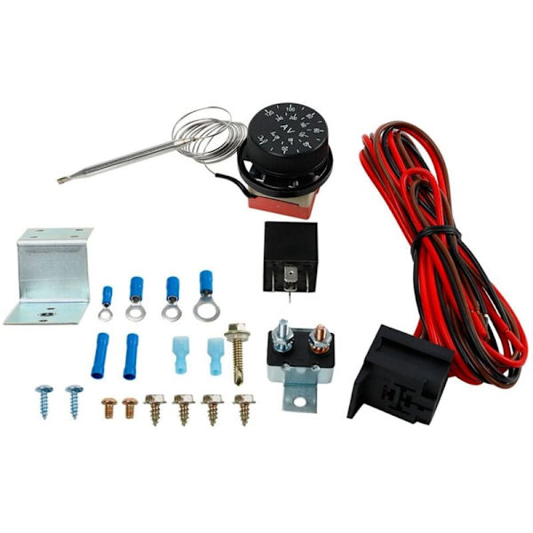 12V Elektrisk Radiator Vifte Termostat Kontroller Kit Kjølevifte Ledningsnett Relé Ledningsnett for Bil Truck