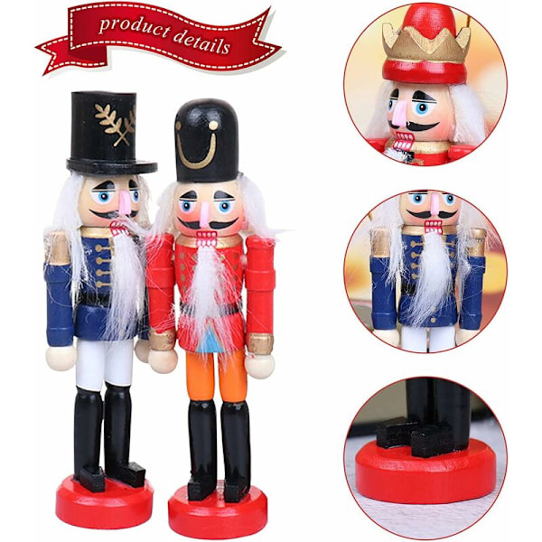6 Stykker Case Clutch Soldat Julepynt Nøtteknekker Tre Soldat 12cm Jule Nøtteknekker Ornament Soldat Dukke for Juletre, C
