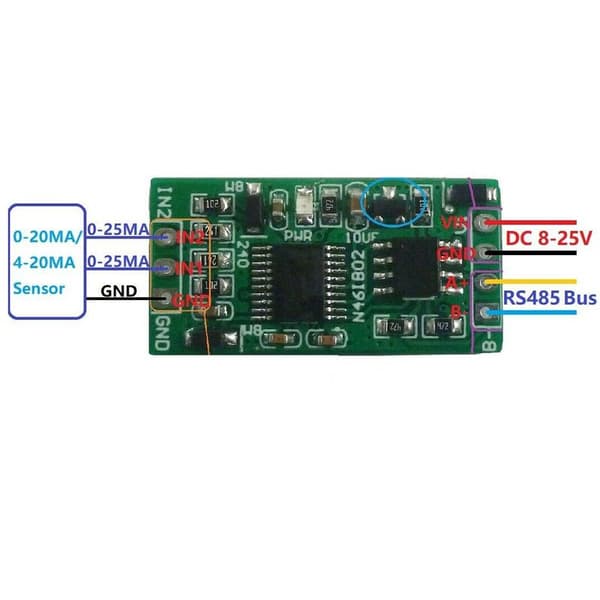 DC 12V 4-20MA Virta-analogiamoduuli ADC RS485 Modbus RTU -kortti