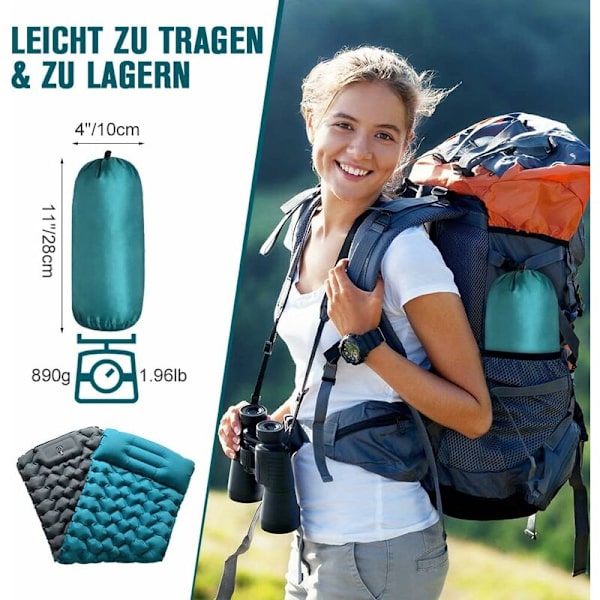 Ultralett Selv-Oppblåsbart Soveunderlag for Camping - Stor Tykk Oppblåsbar Madrass Selv-Oppblåsbar Tykk Luftmadrass Soveunderlag med Foldbar