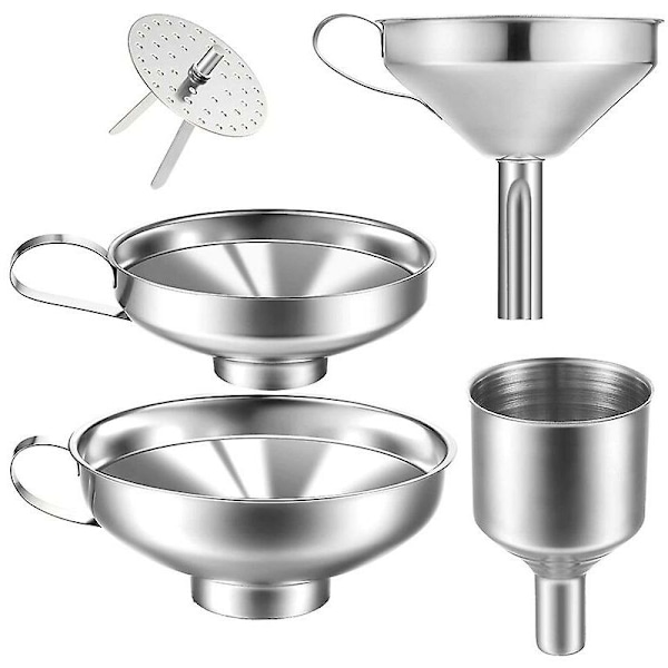 4-pack rostfritt stål köks trattar, lämpliga för glas kryddburkar för överföring av vätskor