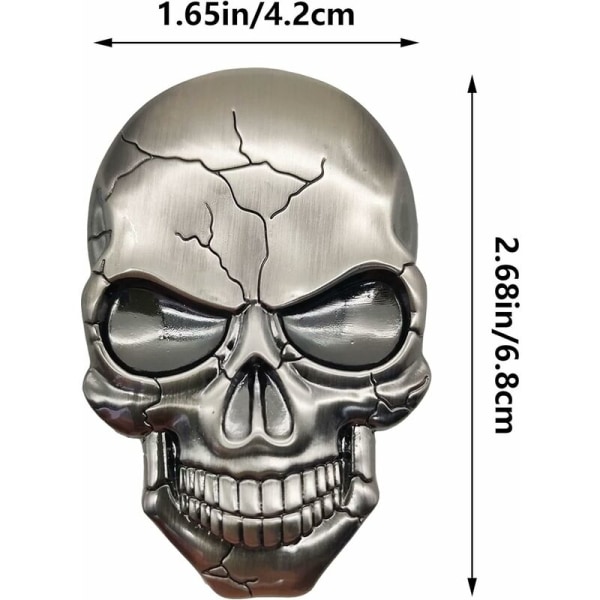 2 st Motorcykel Bildekal Metall 3D Skull Stickers Skull Stickers Auto Bildekal Skull Fordon Demons Ornament Sticker Skull Kylsklistermärke (