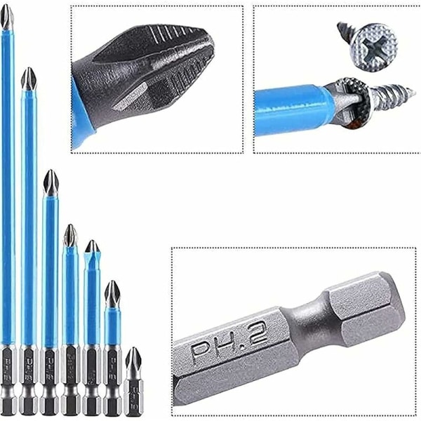 7 kpl magneettisia liukuesteisiä kuusiovartisia magneettisia liukuesteisiä poranteriä, kestäviä ja kevyitä sähköruuvimeisseleille, käsiruuvimeisseleille, sähköporille,