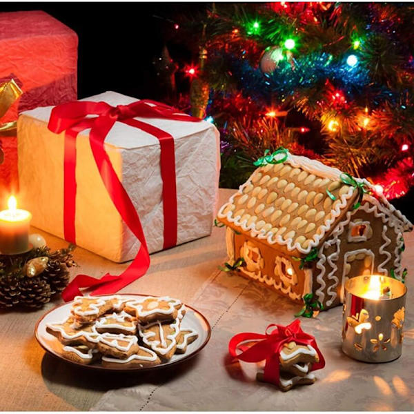 (Set om 10) Pepparkakshus-kakformar, baka ditt eget lilla julhus-kit, chokladhus, spökhus, presentförpackningskaka