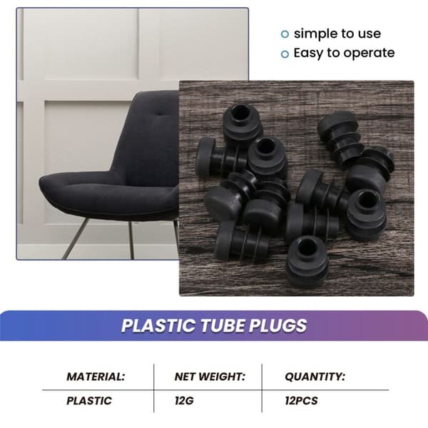 12 st plast 12 mm rörändlock plugg rörinsats plugg rund svart