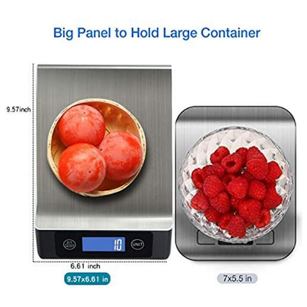 Digital köksvåg Vikt Gram och Ounces - 15 kg Matvåg för kök - Noggrann matlagning LCD-display