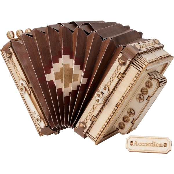 3D træpuslespil harmonika-modelsæt til voksne Fremstilling af musikinstrumenter Fødselsdagsgaver til familie og venner 156 stykker, harmonika