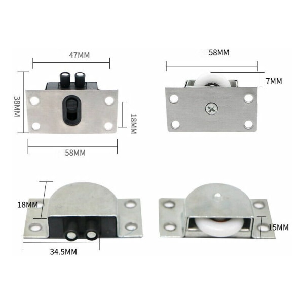 Høj kvalitet skydedørs hjul 58mm skydedørs hjul skydedørs skab rulle skydedørs dele，4 øverste hjul 4 nederste hjul（sæt af