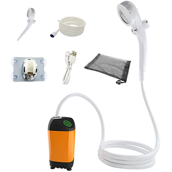 Smart digitalt justerbar utomhus campingdusch bärbar elektrisk duschpump för camping, resor, strand, husdjurstvätt