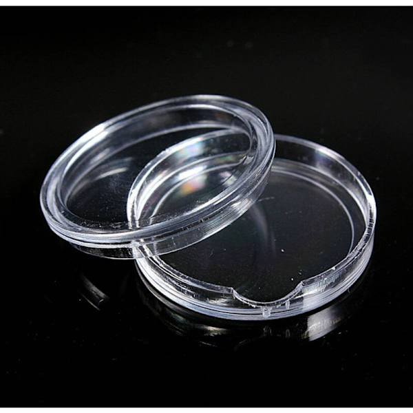 10 stk runde gennemsigtige plastikmøntbokse 20mm