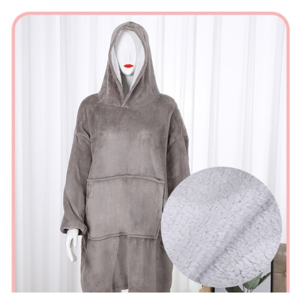 1 Lazy Robe Ylisuuri hupullinen peitto harmaa