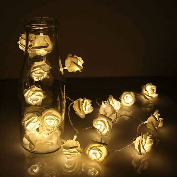 Luminous Rose 3m 20 LED-lampor Batteridrivna Blomsterljusdekoration Romantisk Atmosfär för Inomhus Hemträdgård Sovrum Bröllop Fest Alla hjärtans dag C