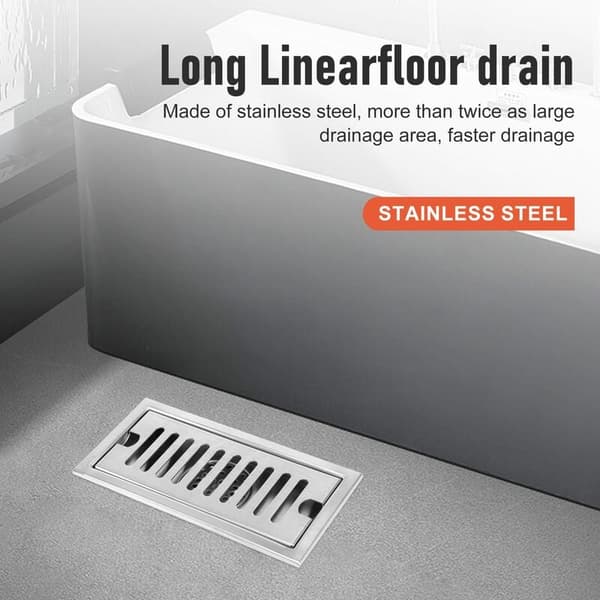Rektangulær lineær bruseafløbsrist Lang lineær afløbskanalrist til hotelbadeværelse køkkengulv 20cm