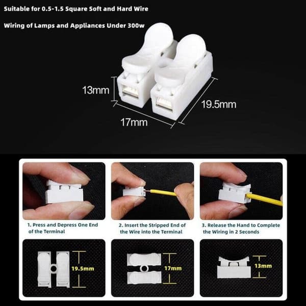 55 stk Push Quick Wire Cable Connectors, Spring Loaded Connector Kit og White Cable Connector Terminal Block