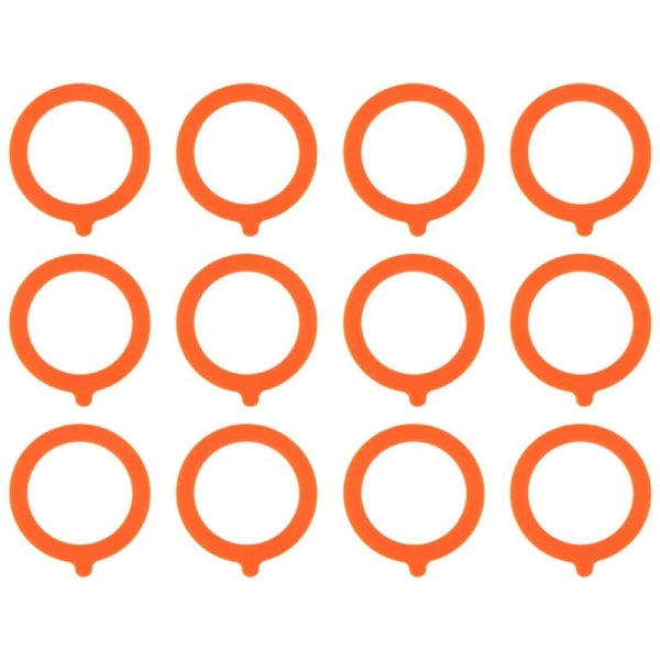 12-pack silikonersättningsringar, lufttäta gummipackningsringar för Mason Jar-lock, läckagesäker konserveringssilikon, orange